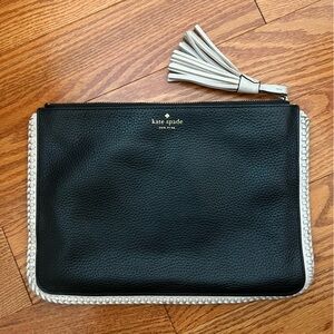 Kate Spade Black Leather Pouch with Tassel Detail